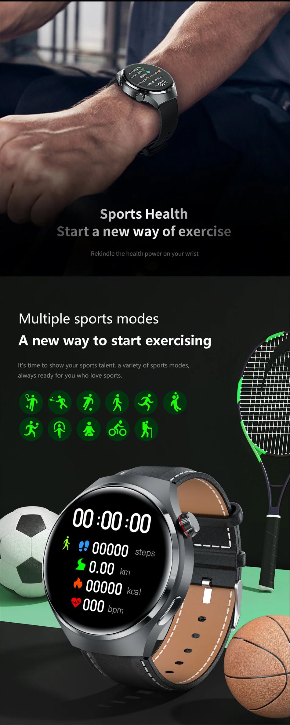 GT4 Sport Smart 1.5 IPS Display IP68 Bluetooth Call - Android Watch