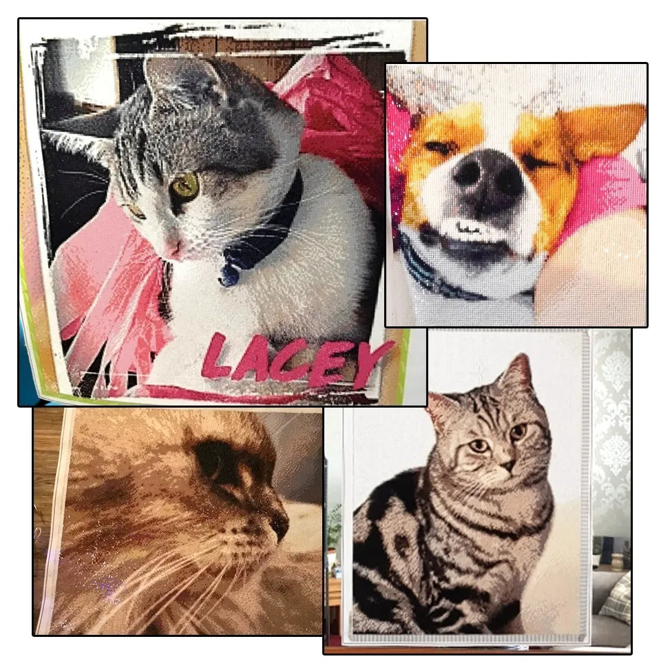 Peinture de dessin animé animal broderie diamant point de croix plante feuille