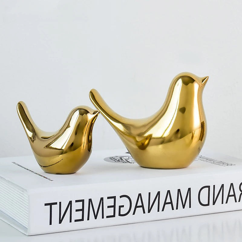 Nordische goldene Vogelfigur aus Keramik in 4 Größen