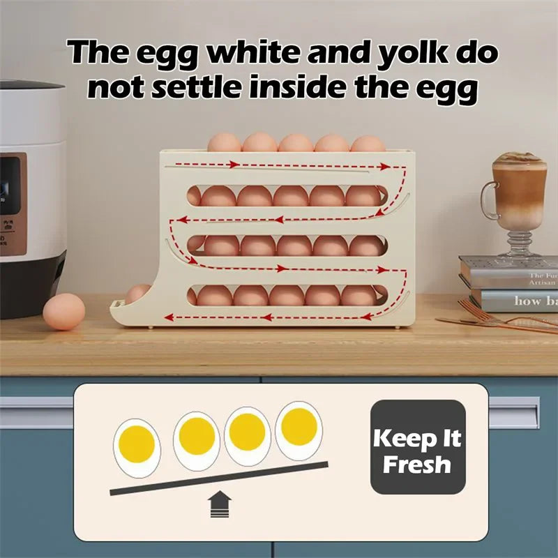 Rolling Egg Storage Box for Refrigerator Organizer