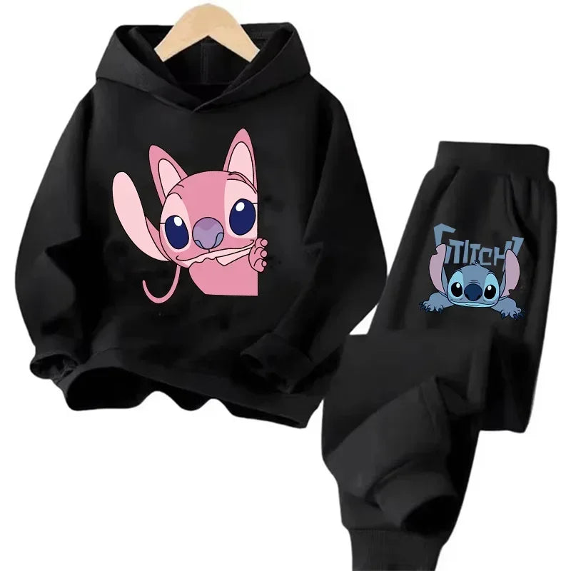 Kid's Stitch Anime Casual Hoodies Set