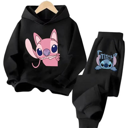 Kid's Stitch Anime Casual Hoodies Set