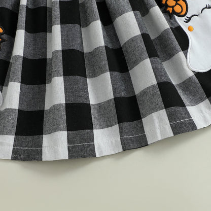 Baby girls rivet plaid long-sleeved dresses