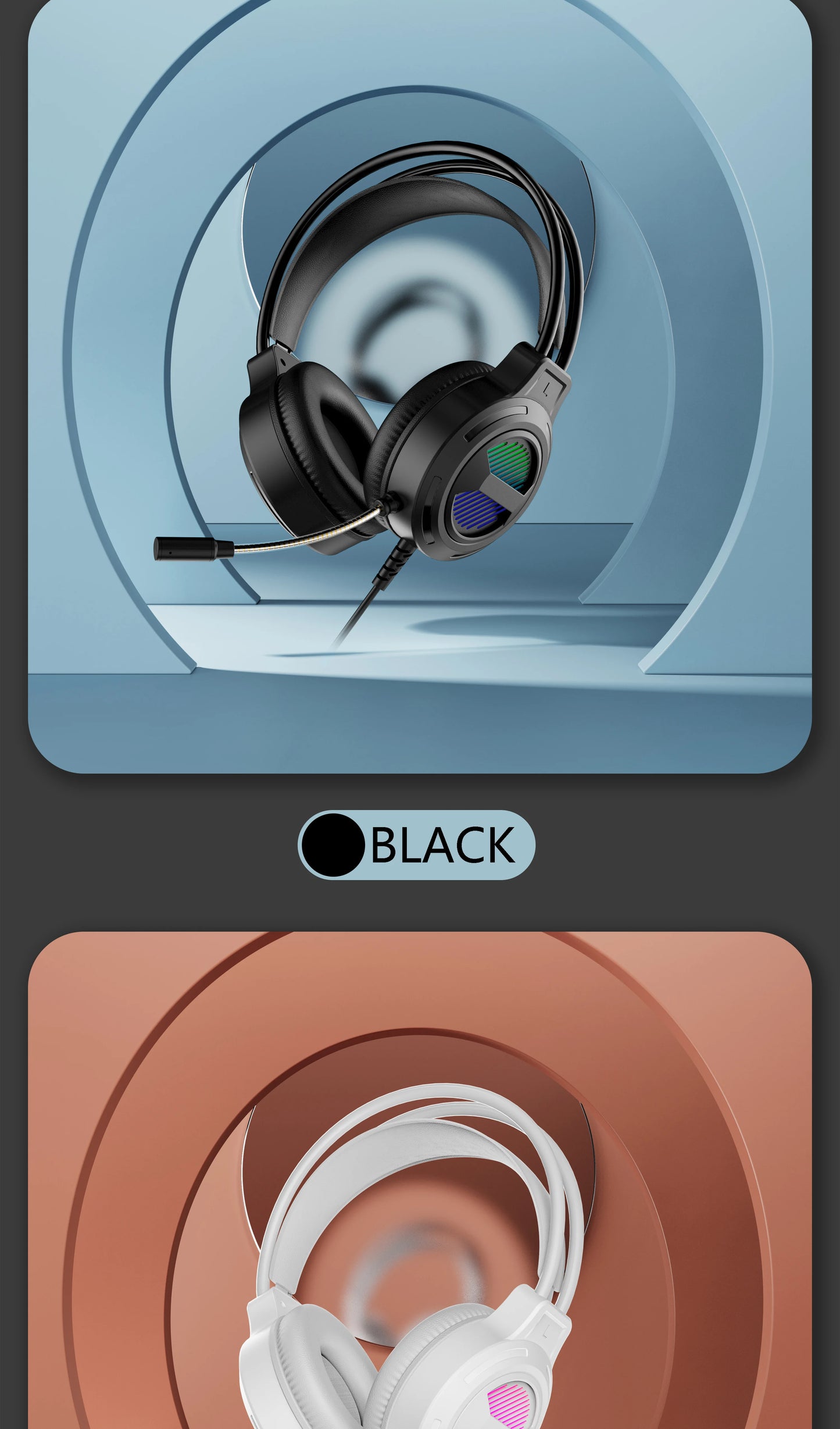 Wired Bluetooth RGB lighting USB Gaming Headphones