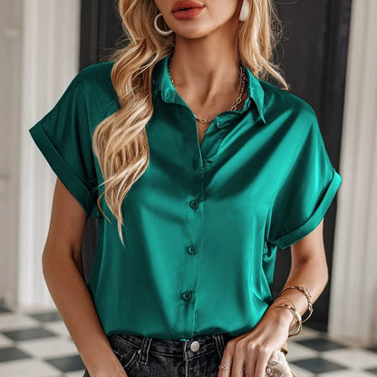 Summer Embroidery Lace V Neck Short Sleeve Tops