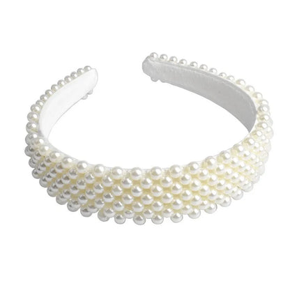 Bandeau à cheveux rond chic fait main pour femme, orné de perles 