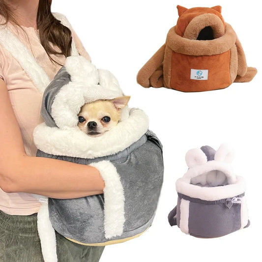 Porte-sac à dos pour animaux de compagnie en peluche chaude d'hiver