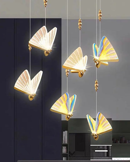 Lustre suspendu à LED papillon nordique