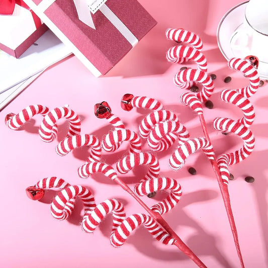 Red Christmas Tree Candy Cane Woolen Curly Pick