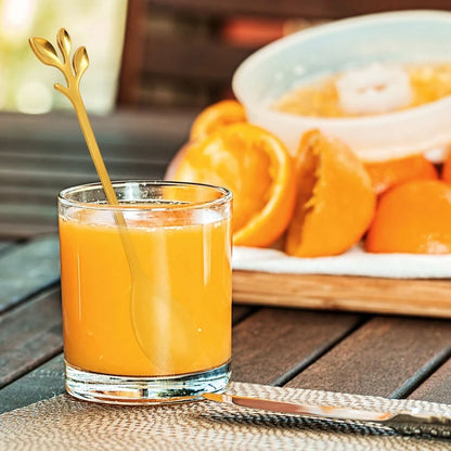 Obstgabel-Set mit Blattmotiv aus Edelstahl