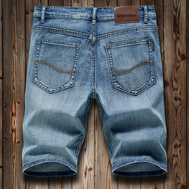 Dunkelblaue Stretch-Jeansshorts