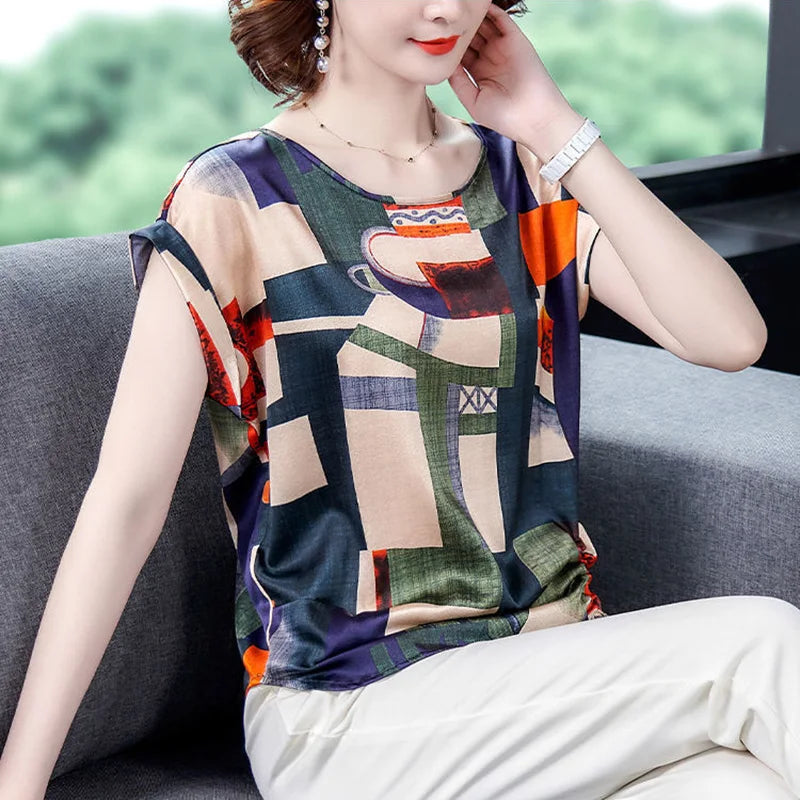 O-Neck Loose Shirring Blouse