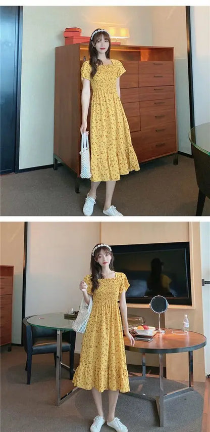 Kurzärmliges Sommerkleid mit Blumenmuster