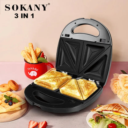 3 in 1 Electric Panini Press Waffle Toasters