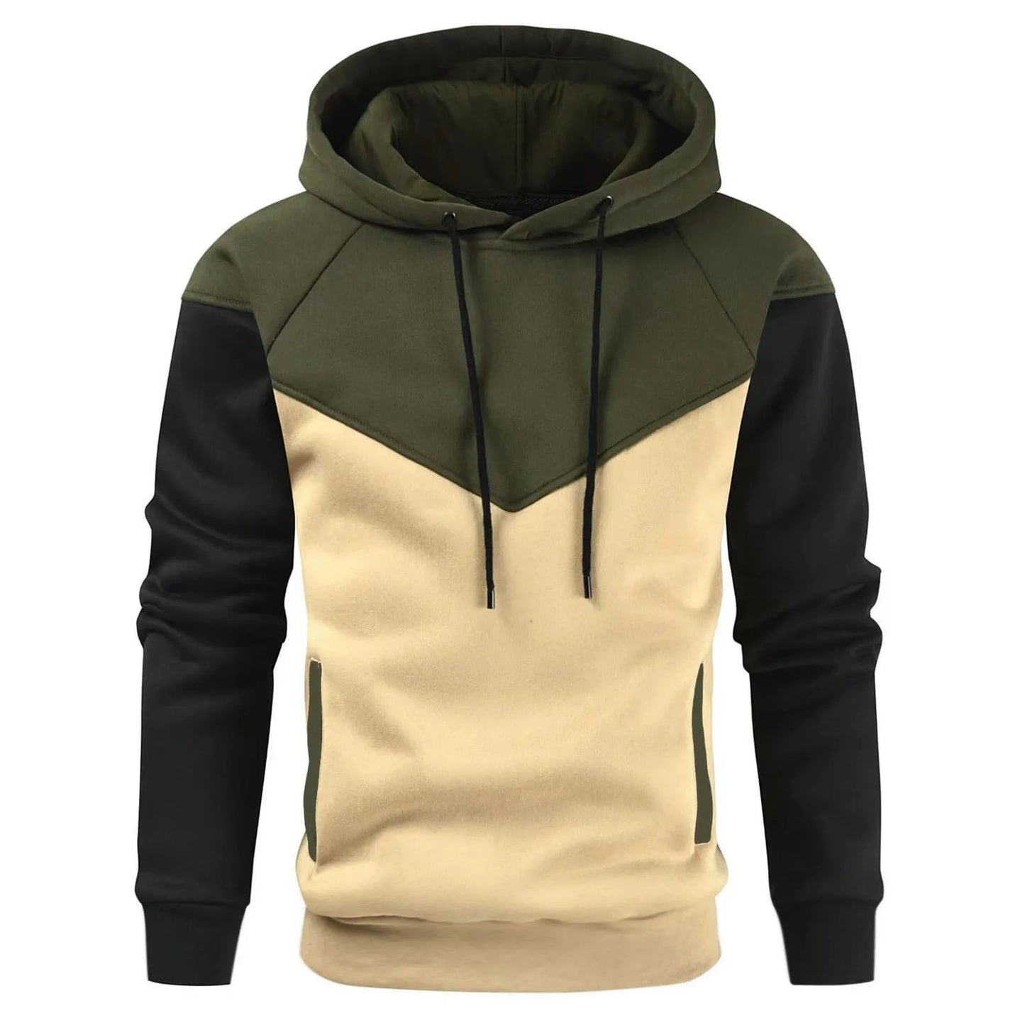 Korean Style Men's Vertical Stripe Color Block Hoodies