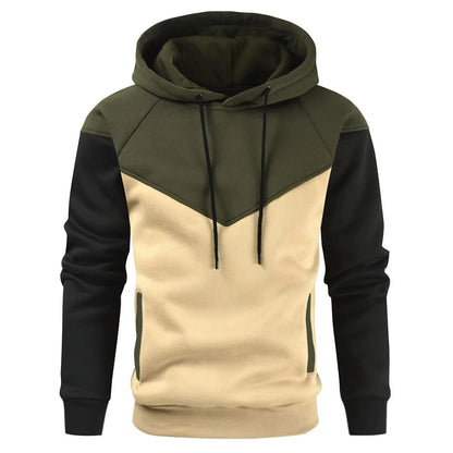 Korean Style Men's Vertical Stripe Color Block Hoodies