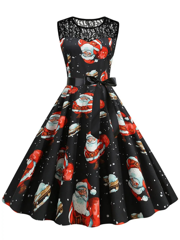 Lace Patchwork Retro Casual Dress