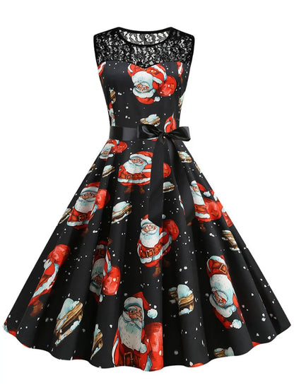 Lace Patchwork Retro Casual Dress