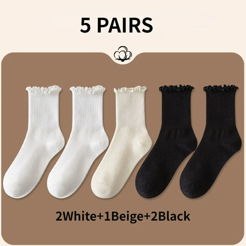 Chaussettes à volants en coton pour femmes