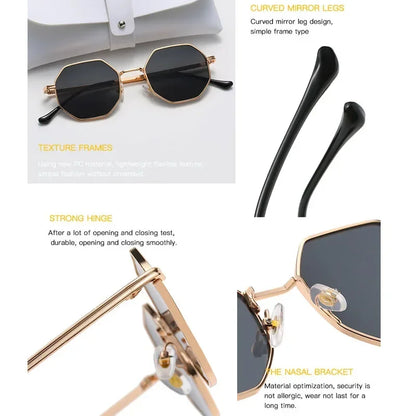 Retro Polygonal Metal Sunglasses