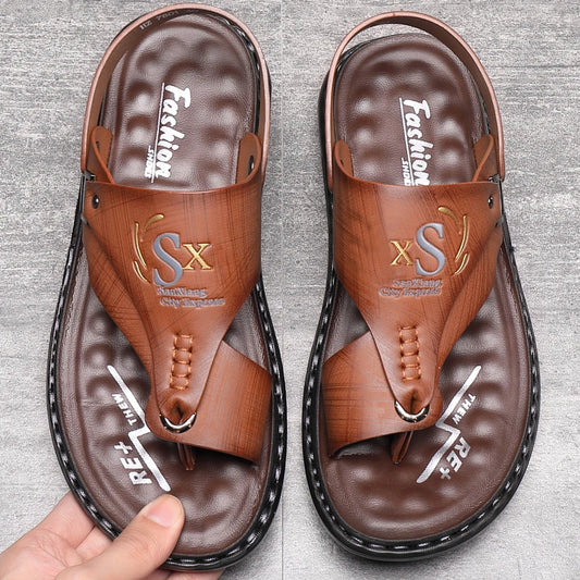 Men's PU Genuine Leather Leisure Sandals