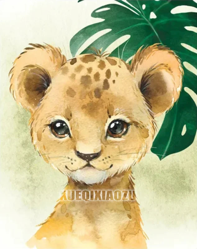 Peinture de dessin animé animal broderie diamant point de croix plante feuille