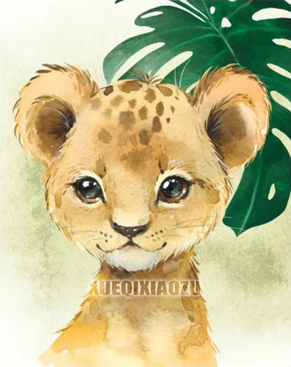 Peinture de dessin animé animal broderie diamant point de croix plante feuille