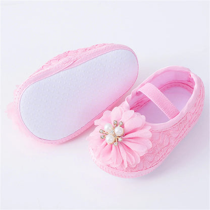 Soft Sole Non-slip Pearl Flower Princes's Shoes