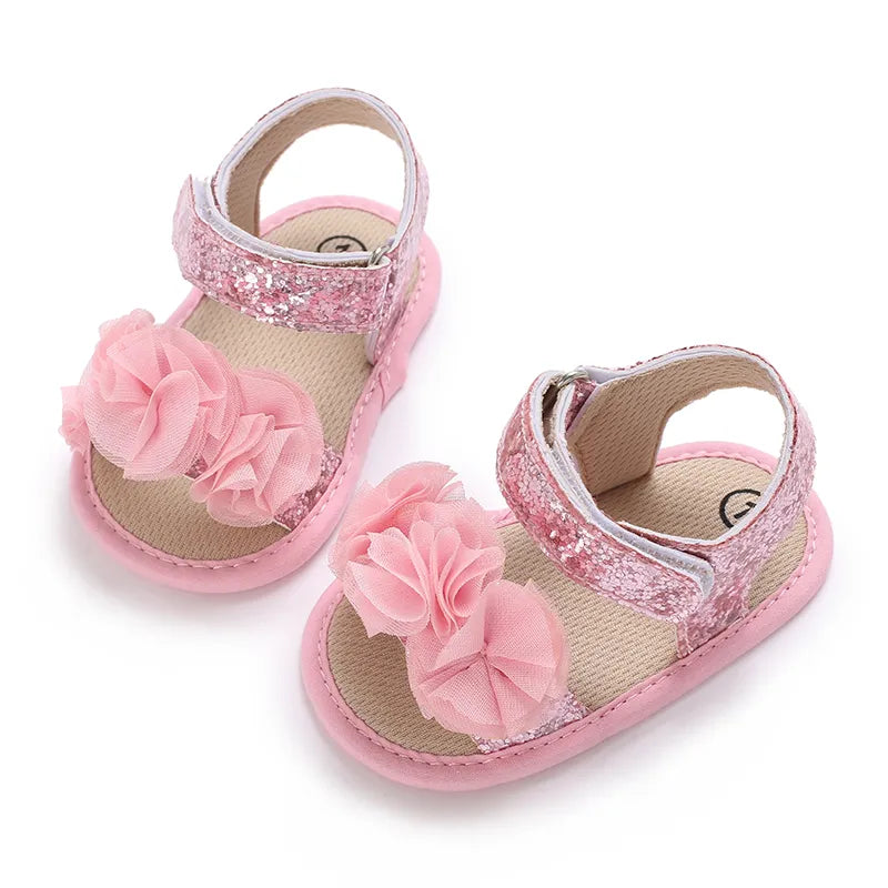 Baby-Mädchen-Sandalen mit weicher Sohle und Blumenmuster