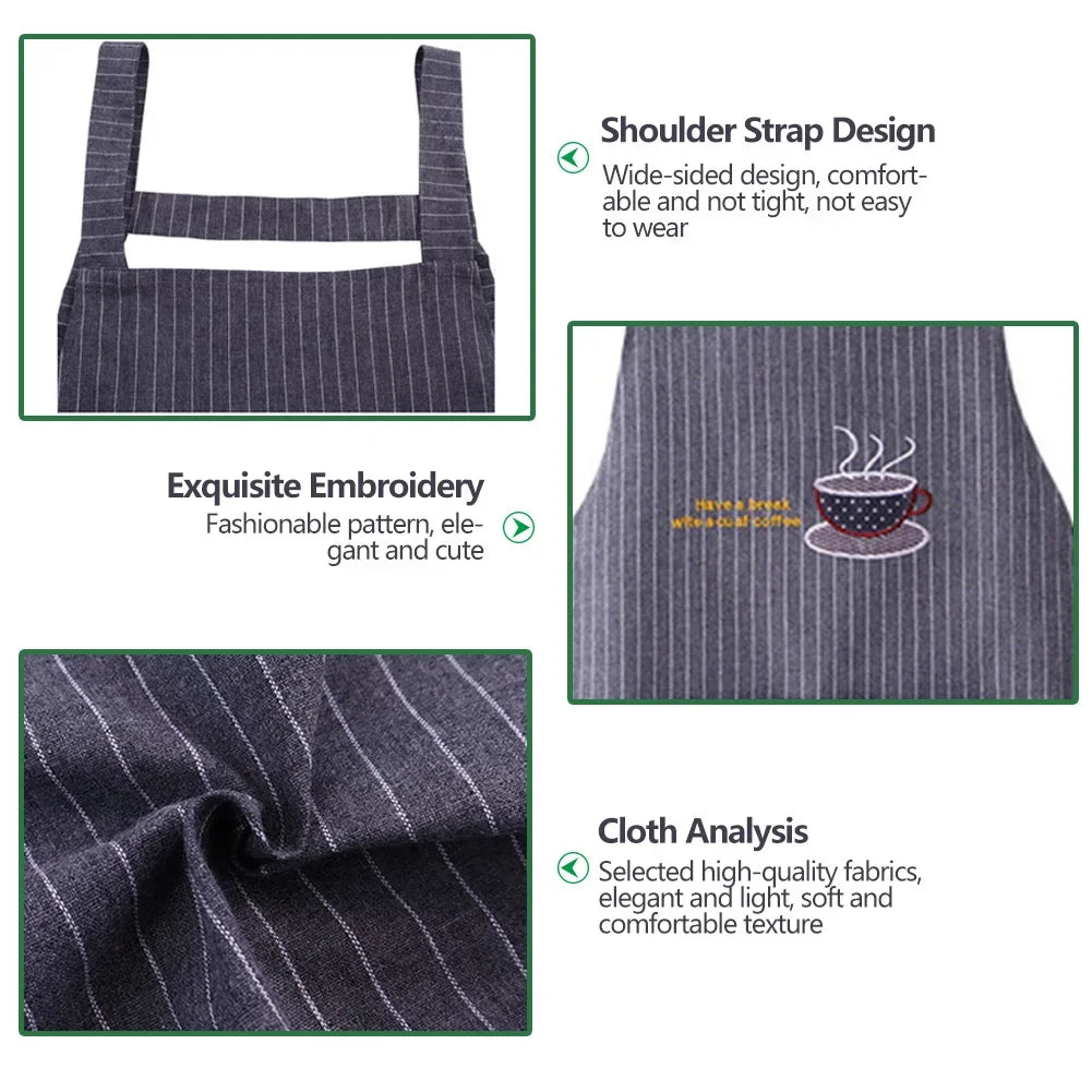 Wasserdichte Küchenschürze aus Baumwolle und Leinen