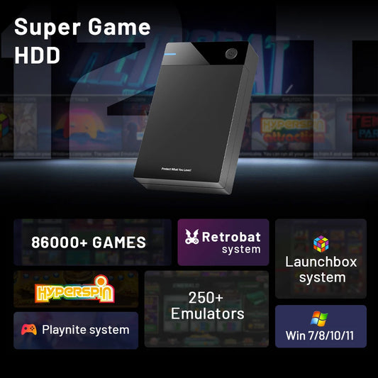 12TB Super Console Gaming HDD - Hyperspin Launch box Retro bat Planate Super Console