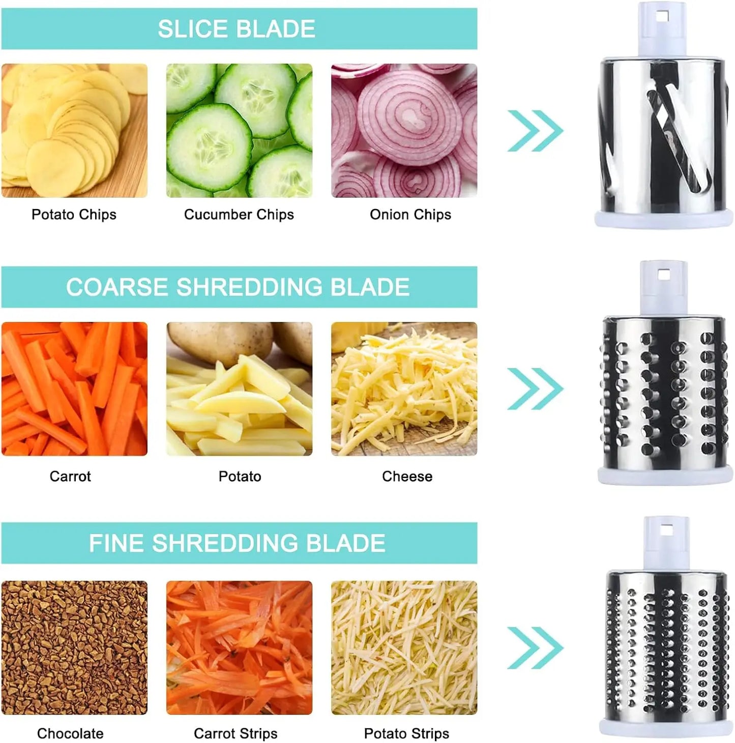 Multifunctional Hand Crank Drum Vegetable Slicer with Interchangeable Blades