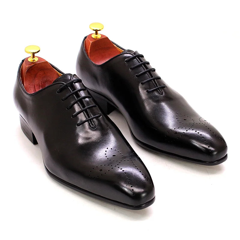 Men's Oxford Genuine Leather Pointed Toe Lace-up Shoes