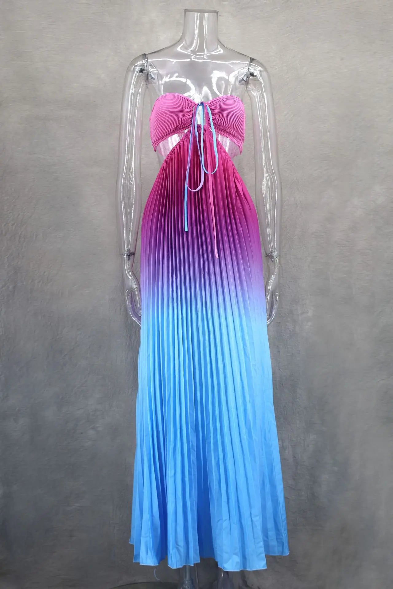 Gradient Pleated French Dress
