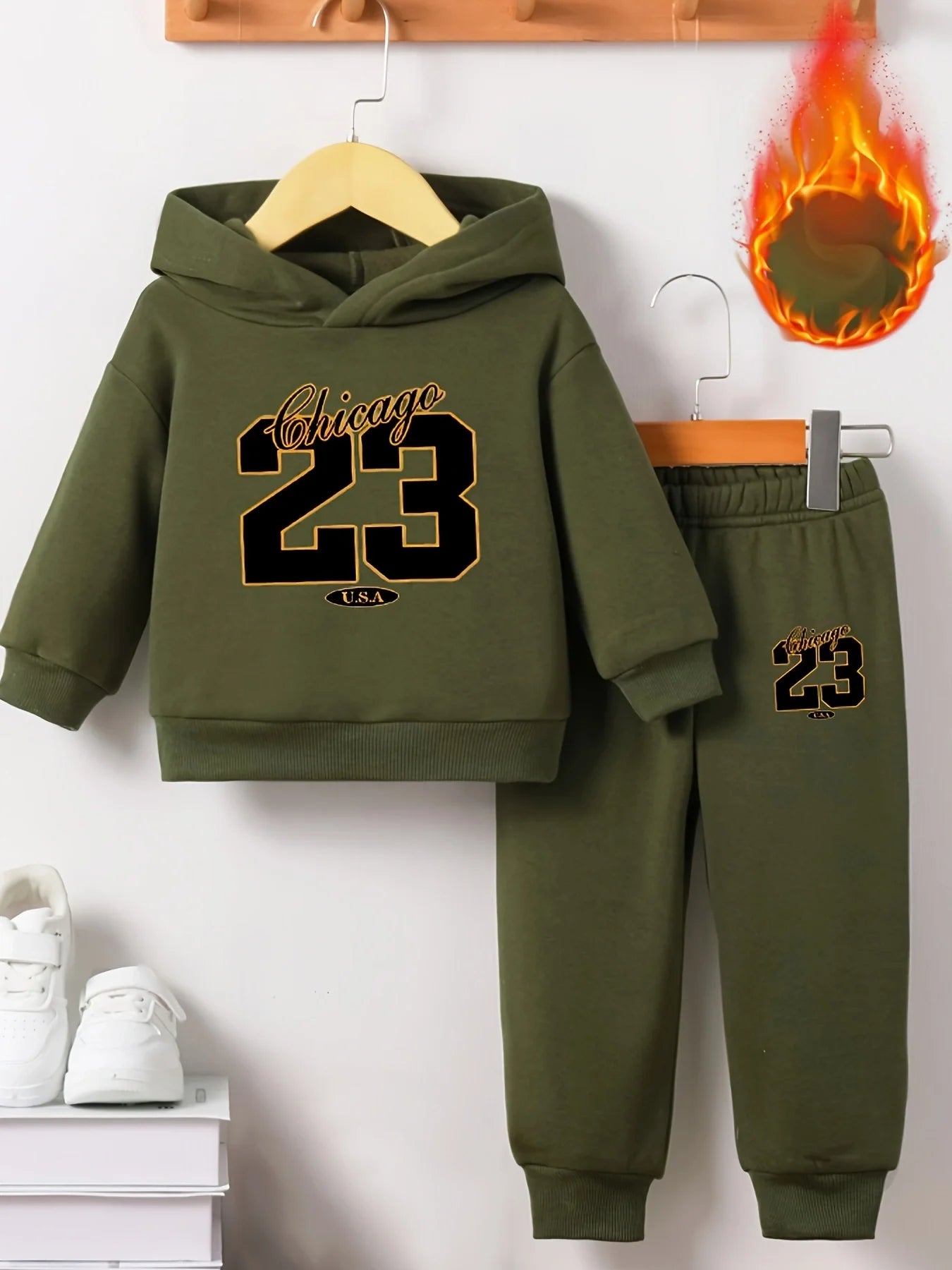 Baby Boys Letter Print Hooded Long Sleeve Outfits Suit