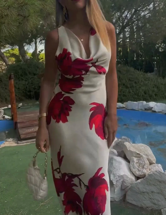 Women's Silk Printed Midi Dress