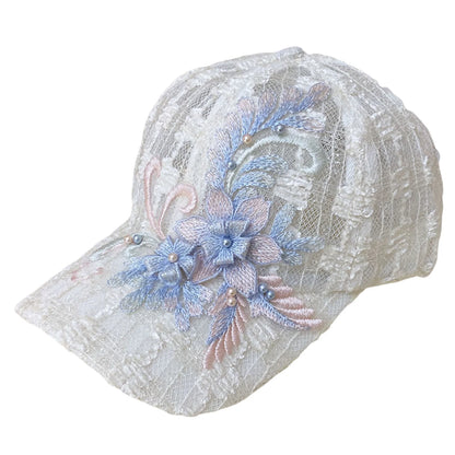 Embroidered Floral Mesh SunScreen Baseball Cap