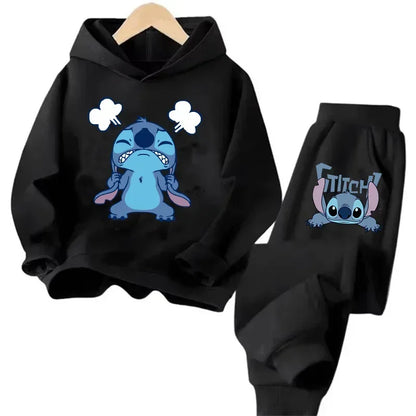 Kid's Stitch Anime Casual Hoodies Set