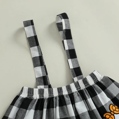 Baby girls rivet plaid long-sleeved dresses