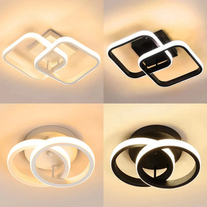 Plafonnier LED carré et double anneau