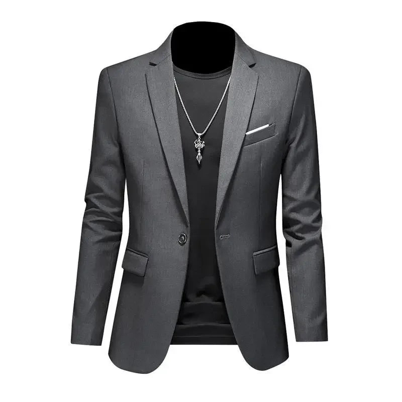 Blazer de bureau à bouton unique de longueur régulière pour hommes