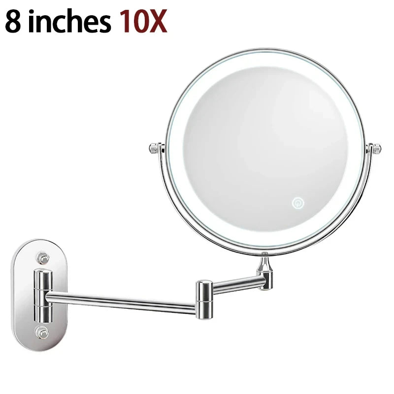 Rechargeable Wall Mounted Lighted Folding Mirror