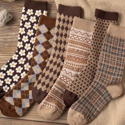 Coffee-Colored Retro Pile-Up Socks