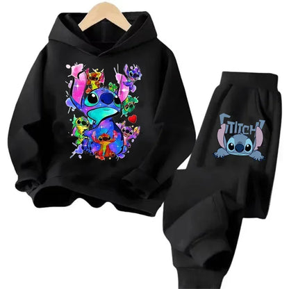 Kid's Stitch Anime Casual Hoodies Set