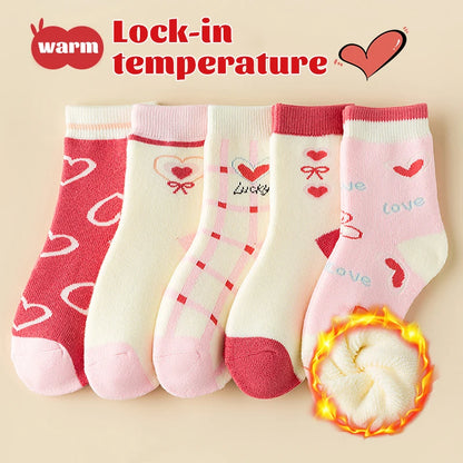 5 Pairs Sweet Love Winter Terry Socks