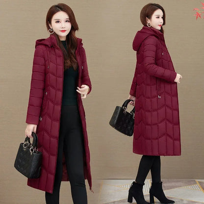 Manteau long à capuche pour femme