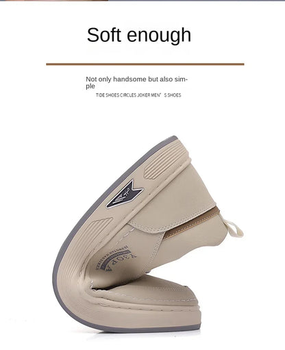 Men's Breathable Slip On Casual Leather Sneakers