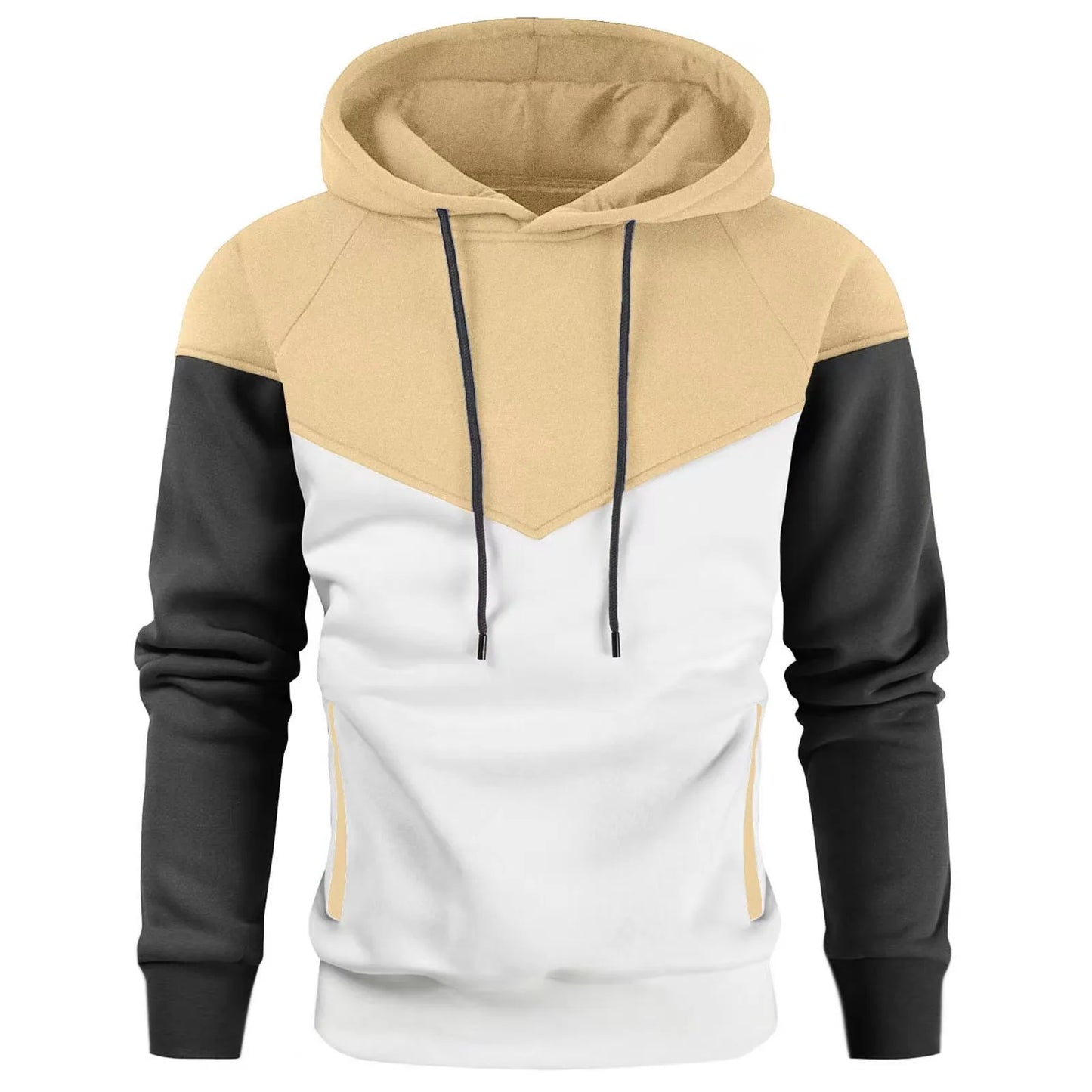 Korean Style Men's Vertical Stripe Color Block Hoodies