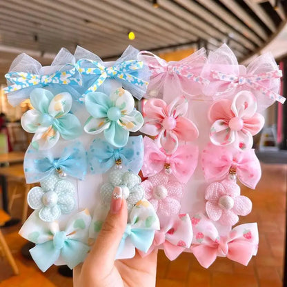 Girl's Lace Flower Elastic Bow Hairband Set