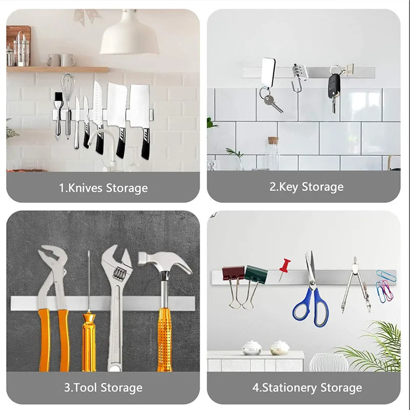 Wall-Mounted Stainless Steel Knife Holder Organizer Rack